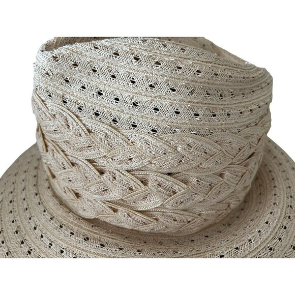 VINTAGE KOKIN NEW YORK Fedora HAT Woven Straw Natural Color main image 8
